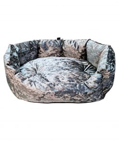 Dark Silver Crushed Velvet Oval Lazy Bed