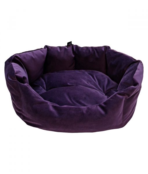 Purple Velvet Oval Lazy Bed Medium