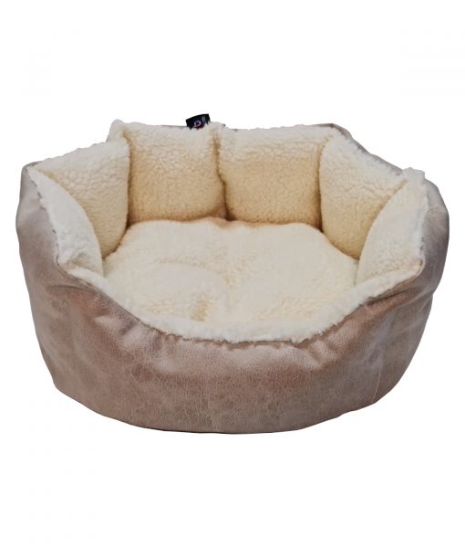 Leatherette Lazy Oval Dog Bed with Fleece